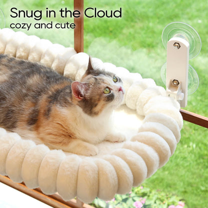 Foldable Cat Window Perch with Washable Bolster Bed