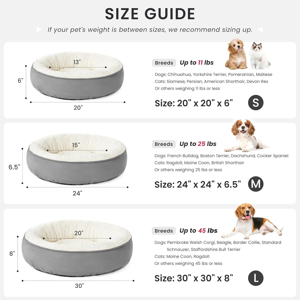 Round Donut Cat & Small Dog Cushion Bed