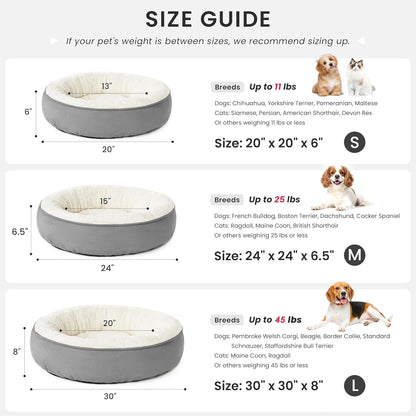 Round Donut Cat & Small Dog Cushion Bed